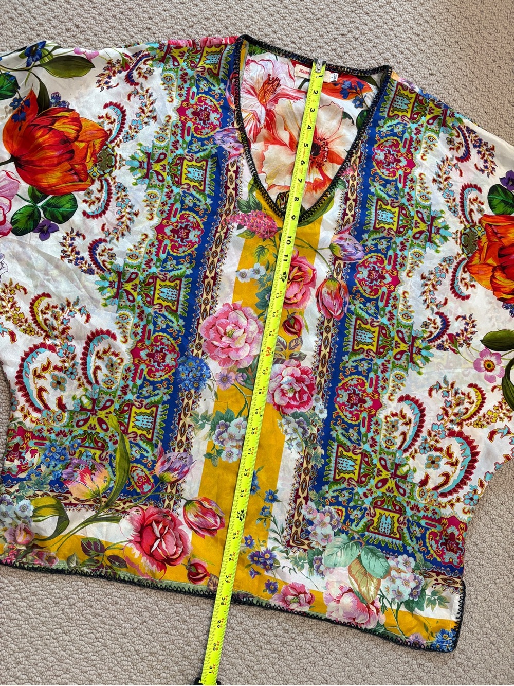Johnny Was Sorbet Floral Silk Top Size Large - Picture 13 of 16